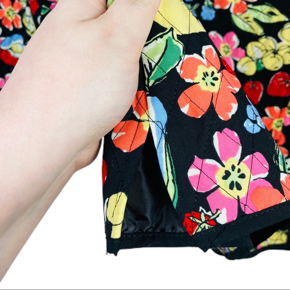 Y2K Funky Flower Fruit Printed Quilted Zip Up Boxy Grunge Picnic Festival Jacket - Picture 11 of 12